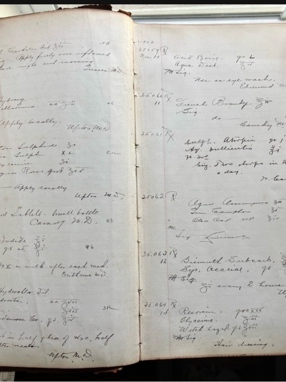Antique Pharmacy Ledger Pages Set of 5 Pages Dated 1908-1911